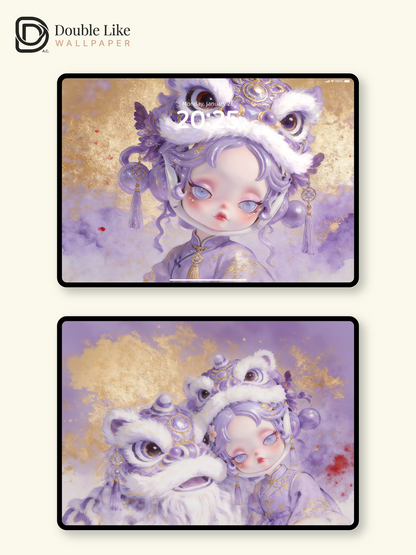 Lavender Lion Dream 💜🦁✨ | Fantasy Wallpaper Pack [#JJ318]