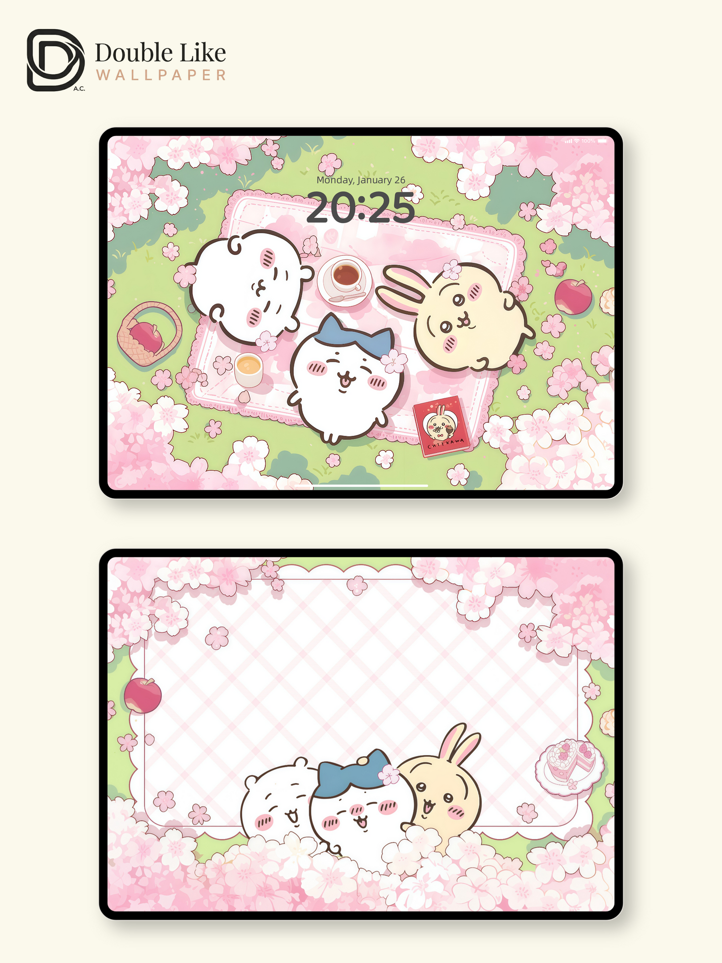 Cherry Blossom Picnic – Kawaii Spring Healing Wallpaper Set [#CKW380]