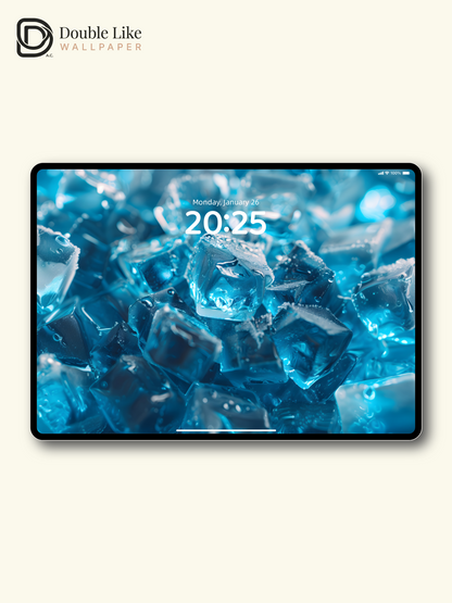 Refreshing Blue Ice Cubes Calm Summer Aesthetic Wallpaper Pack [#ZJYX0233]
