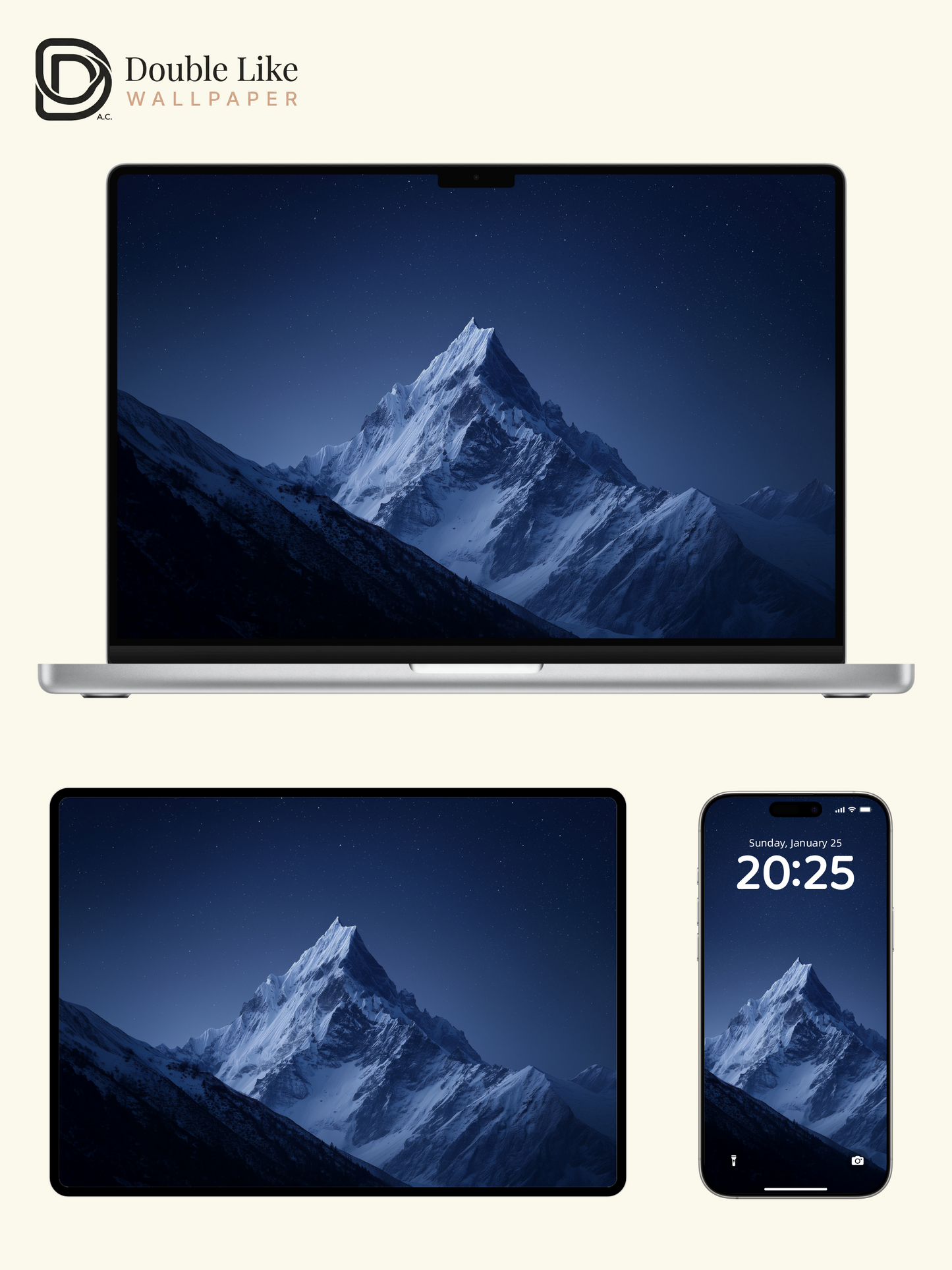 Starry Night Snow Mountain Atmospheric Landscape Wallpaper Pack [#LFHL30124]