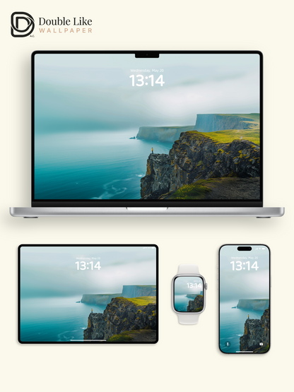 Misty Coastal Cliffs & Solitary Traveler Nature Wallpaper Pack [#JJ1414]
