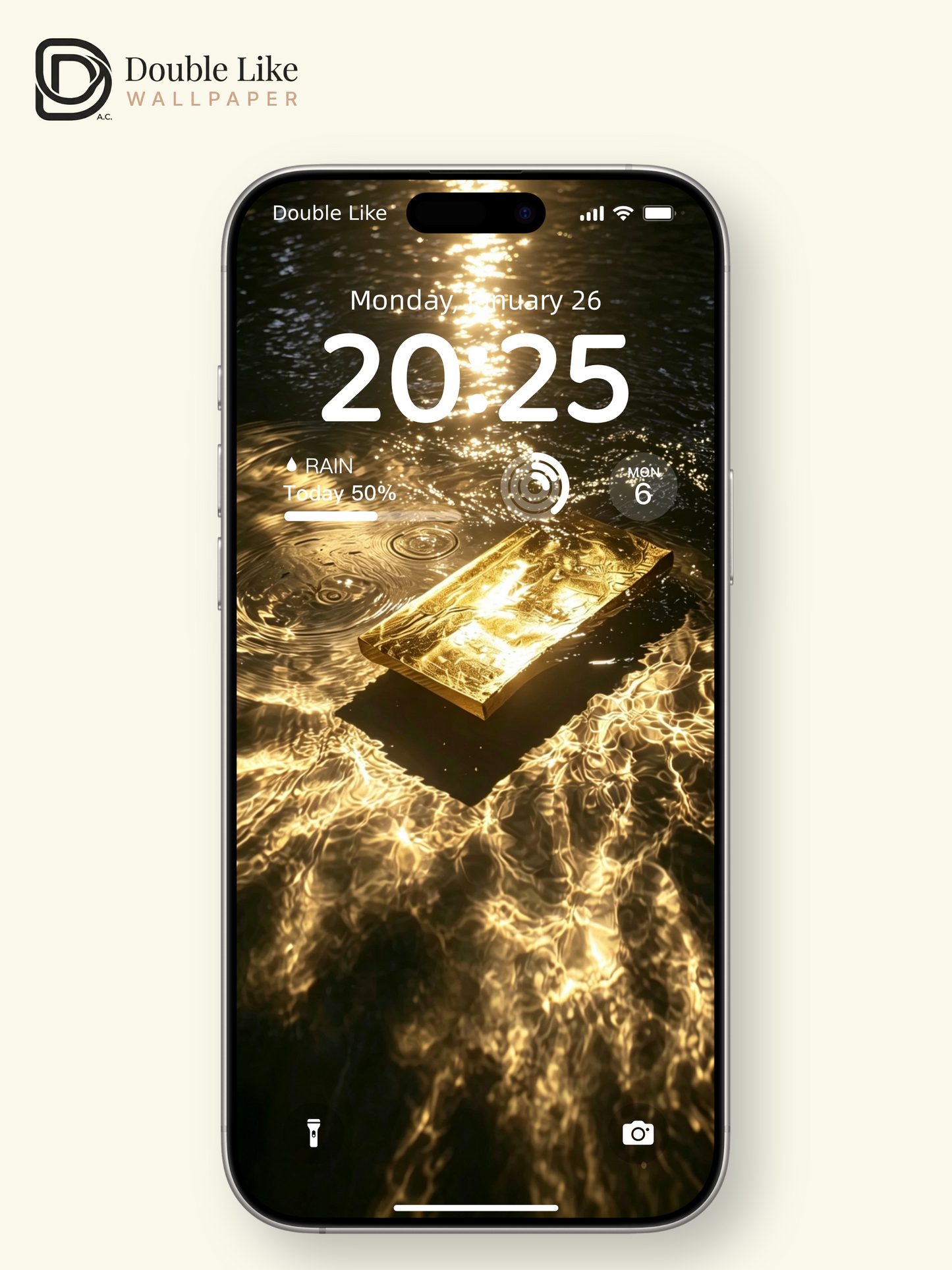 Water Ripple Gold Bar Money Magnet Talisman Wallpaper [#HWWx035]