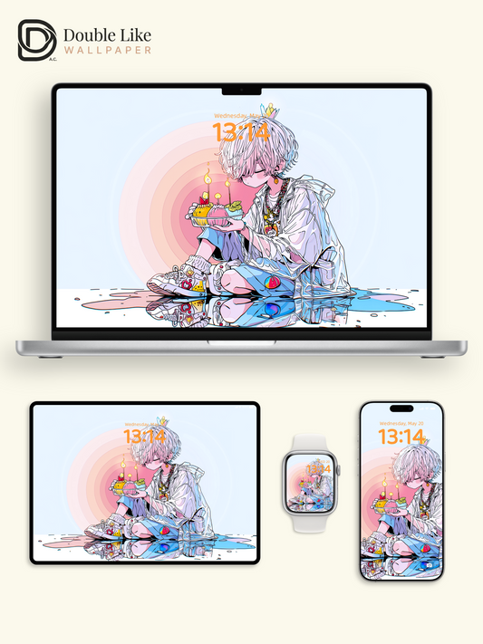 Kawaii Anime Birthday Boy Candle Cake Aesthetic Wallpaper Pack [#HW1467]