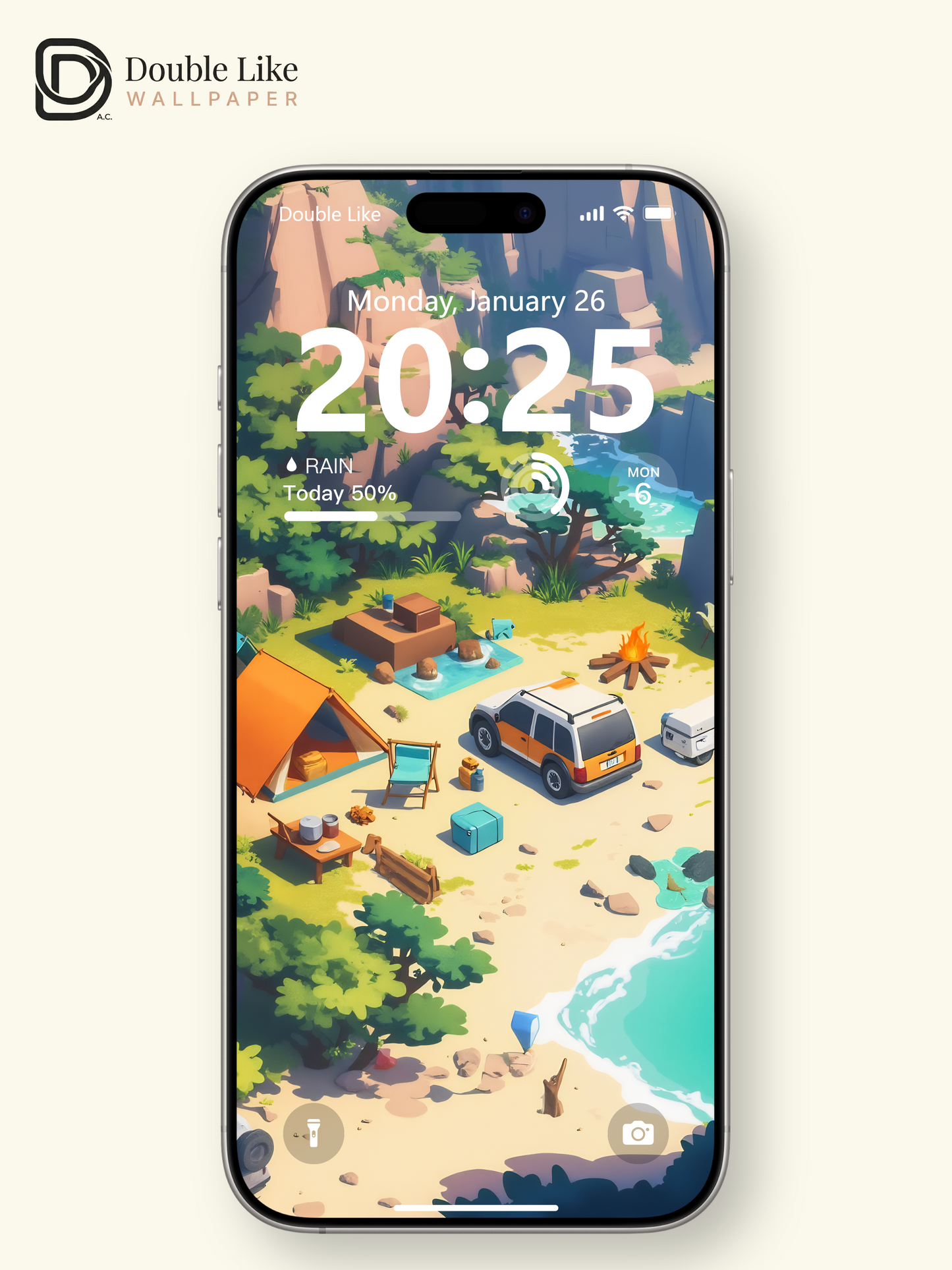 Beach Camping Seaside Adventure Illustration Aesthetic Wallpaper Pack [#WGF022]