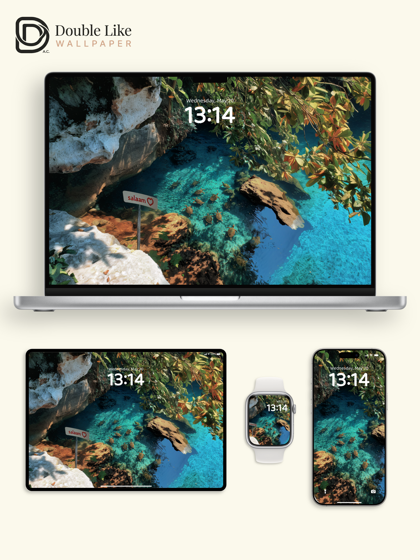 Crystal Lagoon Sea Turtles Paradise Coastal Wallpaper Pack [#JJ1318]