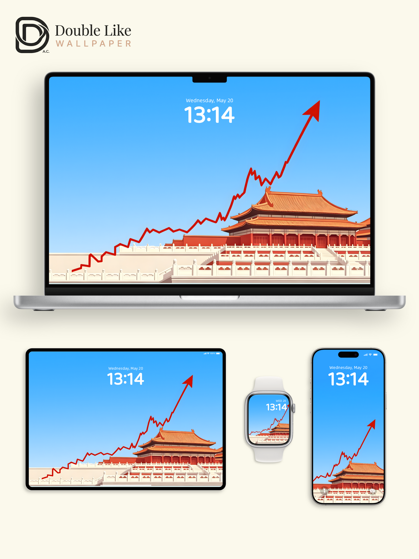 Chinese Palace Rising Arrow Illustration Motivation Wallpaper Pack [#ZMY548]