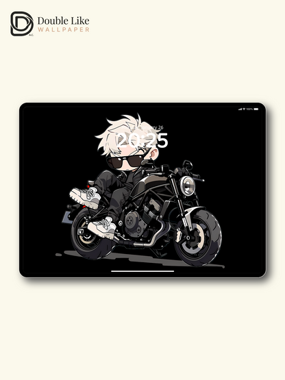 Dark Chibi White Hair Biker Boy Art Wallpaper Pack For Phones, Tablets & Desktops [#LFHL1047]