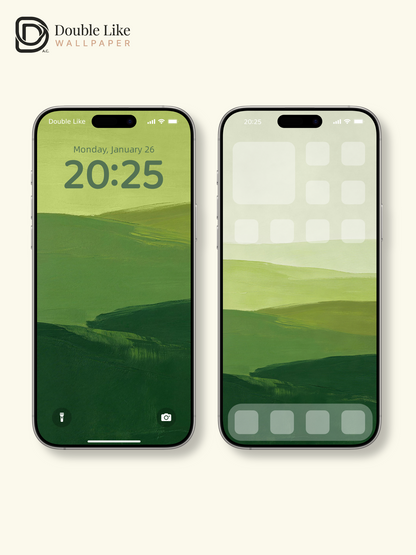 "Layers of Green" Healing Minimalist Hills Wallpaper Set [#LFHL30517]