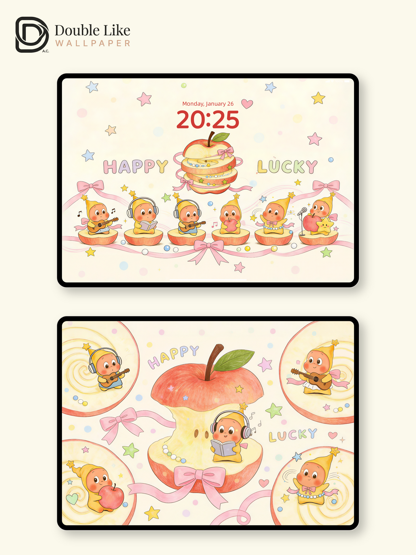 Apple Dreamland Happy & Lucky Aesthetic Wallpaper Pack [#JJ306]