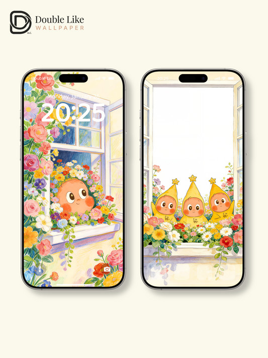 Product Name: Window Floral Healing Cute Character Full Wallpaper Pack [#JJ362]