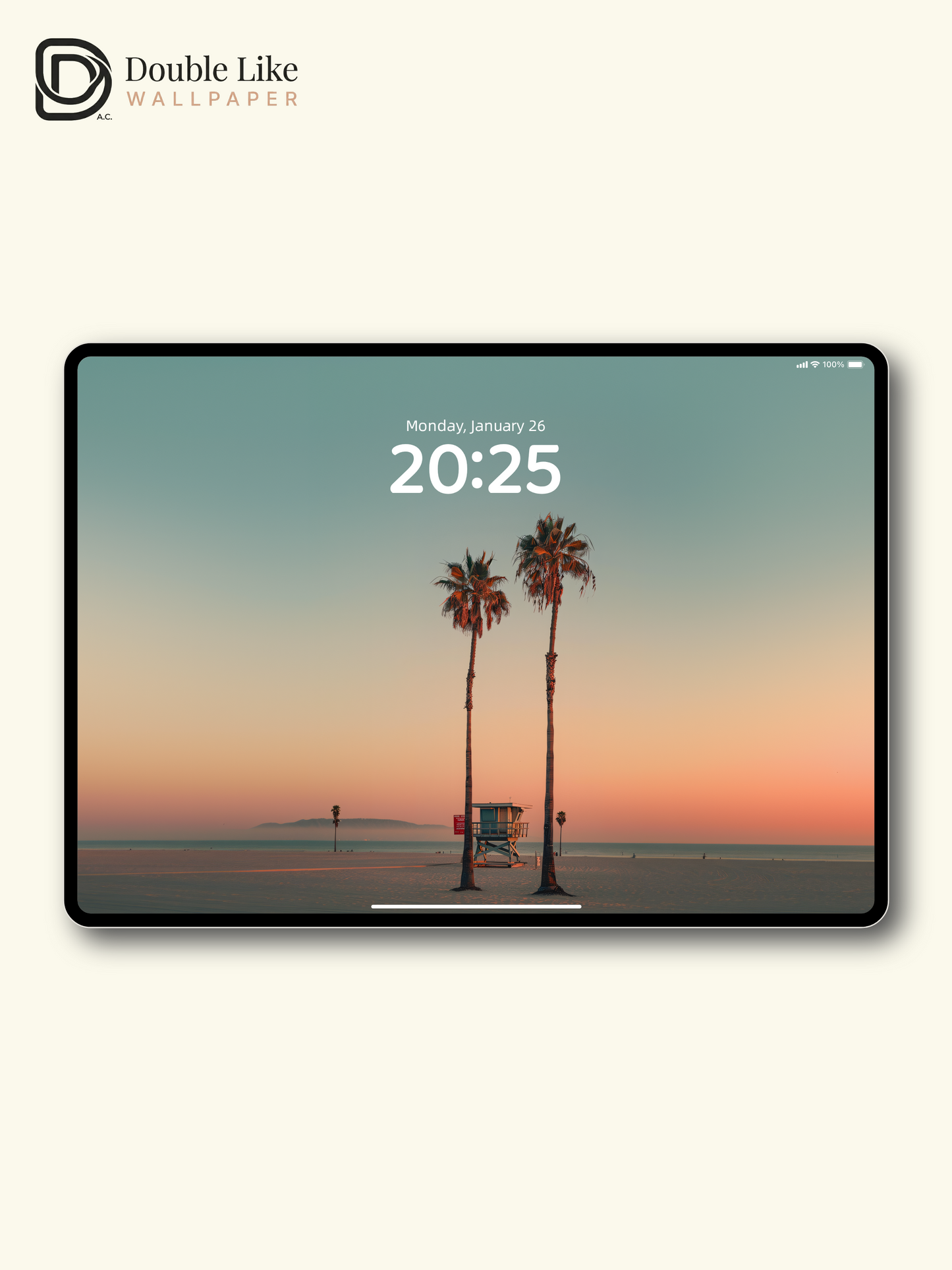 California Sunset Palm Trees & Lifeguard Tower Beach Wallpaper Pack [#JJ1336]