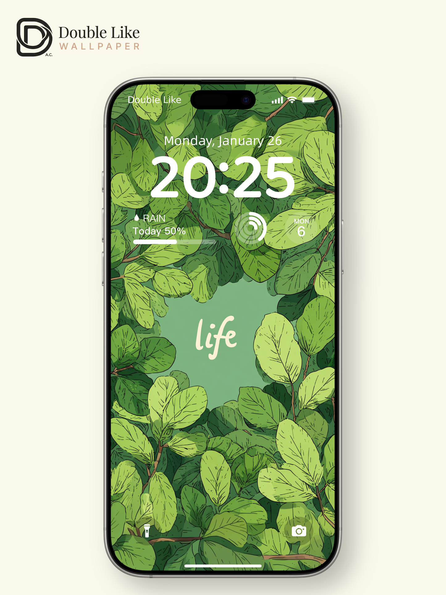 Aesthetic Green Leaves Life Typography Illustration Wallpaper Pack [#JJ1211]