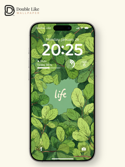 Aesthetic Green Leaves Life Typography Illustration Wallpaper Pack [#JJ1211]