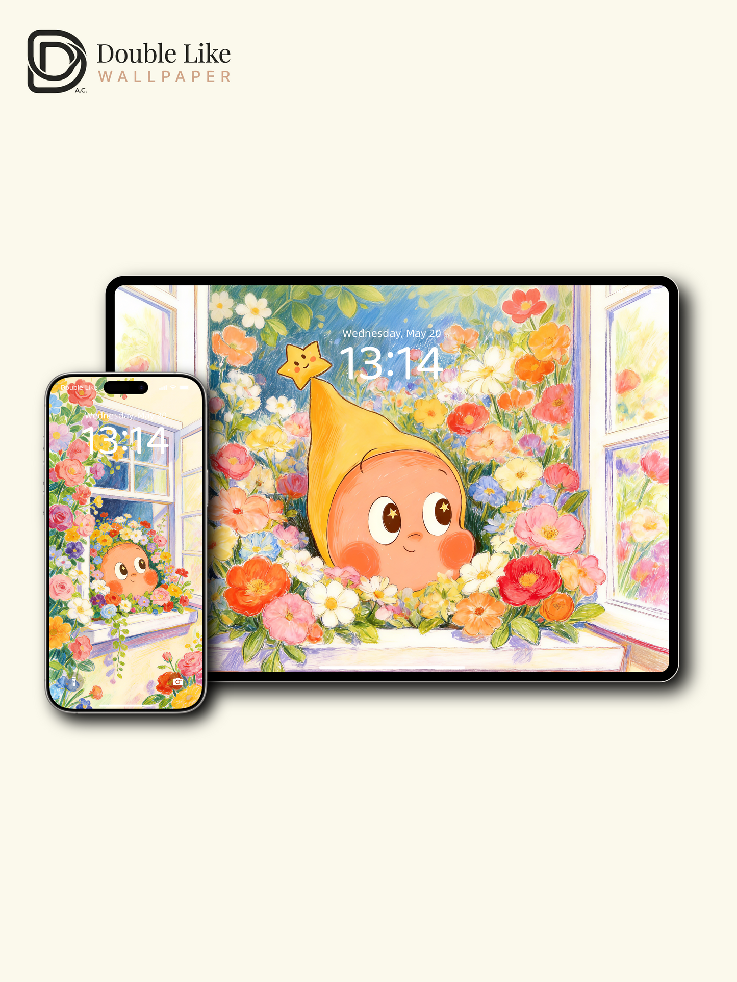 Product Name: Window Floral Healing Cute Character Full Wallpaper Pack [#JJ362]