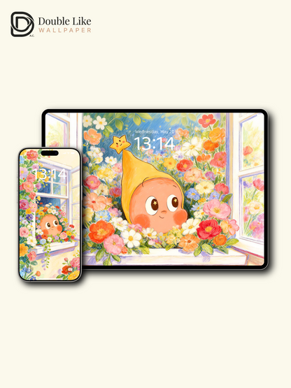 Product Name: Window Floral Healing Cute Character Full Wallpaper Pack [#JJ362]