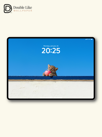 Cute Baby Leopard With Apple Healing HD Wallpaper Pack [#LFHL30401]
