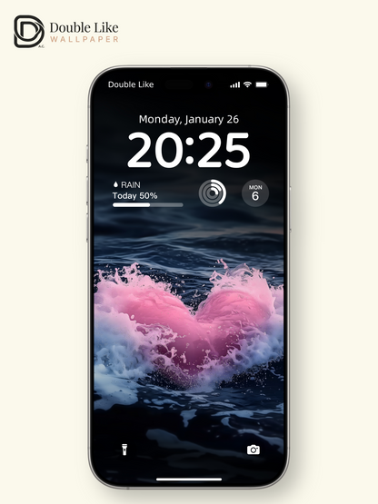 Pink Heart Water Splash Ocean Aesthetic Wallpaper Pack [#ZJYX0301]