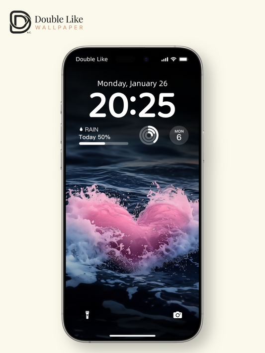 Pink Heart Water Splash Ocean Aesthetic Wallpaper Pack [#ZJYX0301]