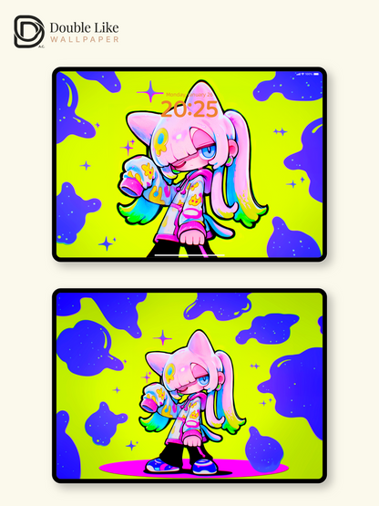 Neon Summer Anime Girl Wallpaper Pack - Cute Pop Art [#GG1363]