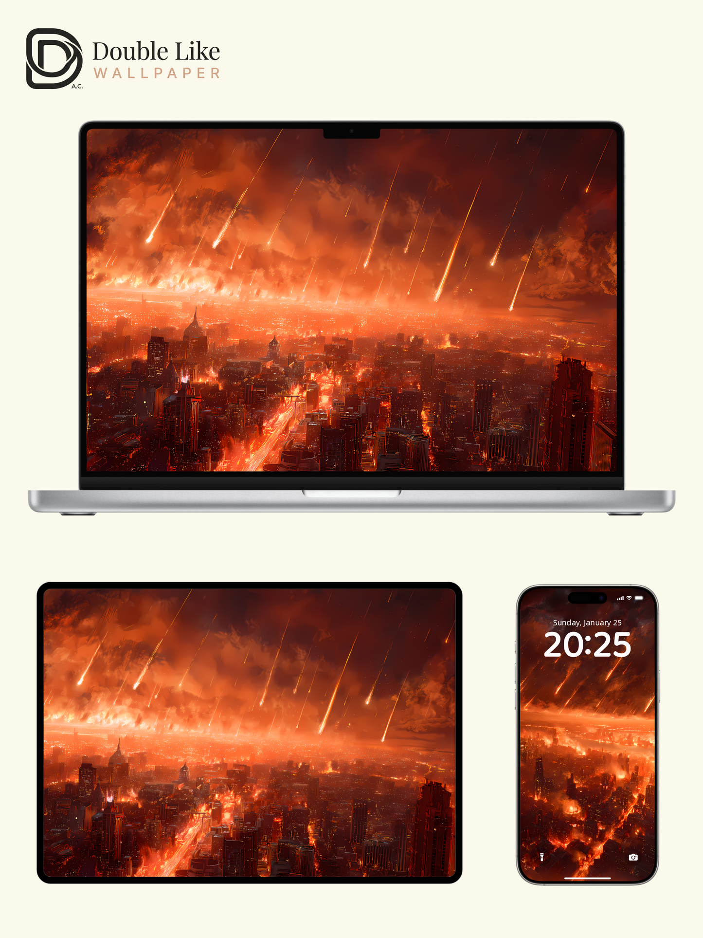 "Fire From the Sky – City in Ashes" Apocalyptic Atmosphere Wallpaper Set [#LFHL1001]