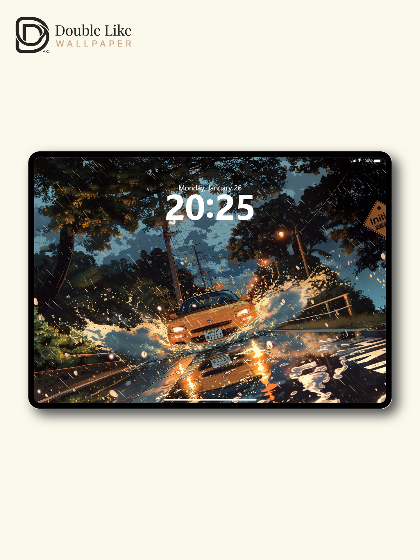 Rainy Mountain Pass Yellow Retro Sports Car Anime Aesthetic Wallpaper Pack [#WGF100]