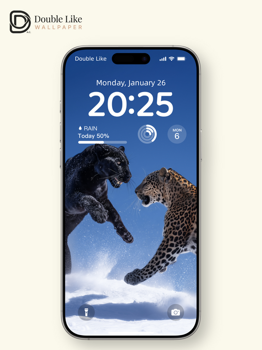 Wild Dual Leopards Snowy Atmosphere Wallpaper Pack [#LFHL30122]