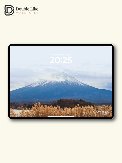 Autumn Reed Lakeside Mt.Fuji Calming Nature Full Wallpaper Set [#ZMY463]