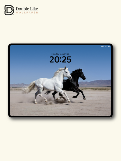 Black & White Wild Horses Inspirational Live Wallpaper Bundle [#LFHL30103]