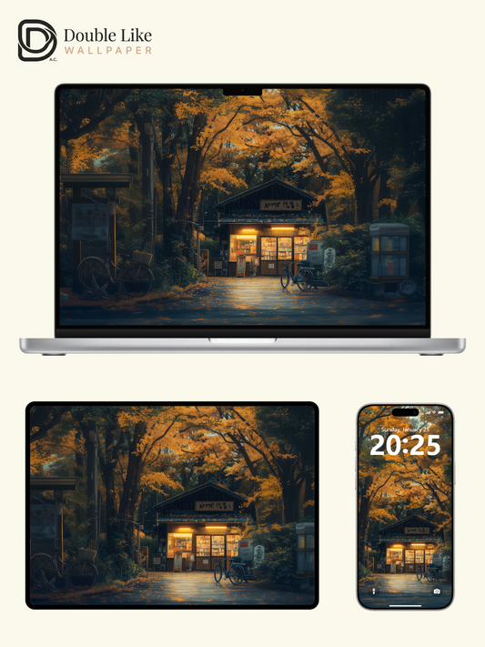 Cozy Autumn Forest Shop Anime Aesthetic Wallpaper Pack [#WGF116]