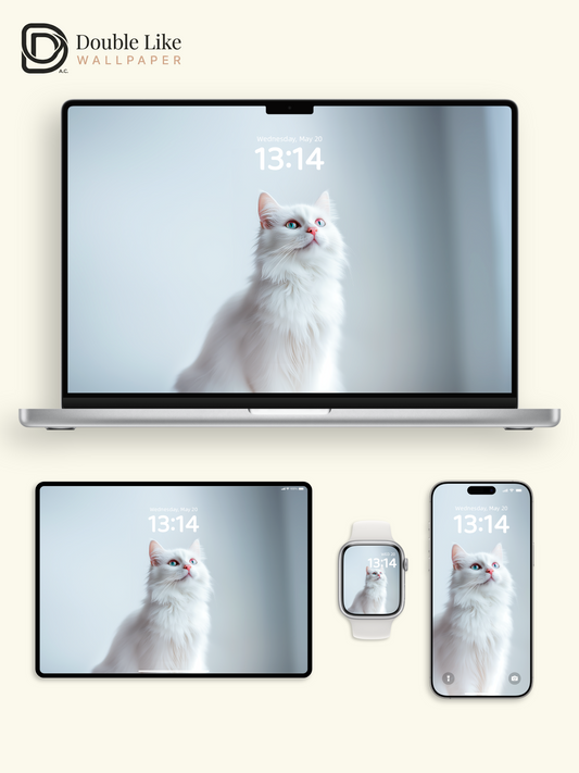 Cute White Cat Soft Aesthetic Wallpaper Pack [#ZJY470]