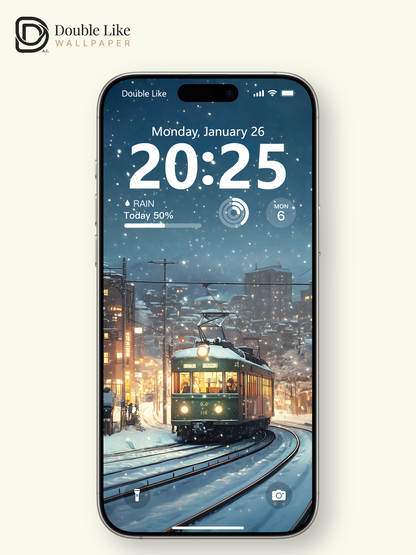 Winter Snowy Night Train Town Japanese Anime Cozy Aesthetic Wallpaper Pack [#WGF076]