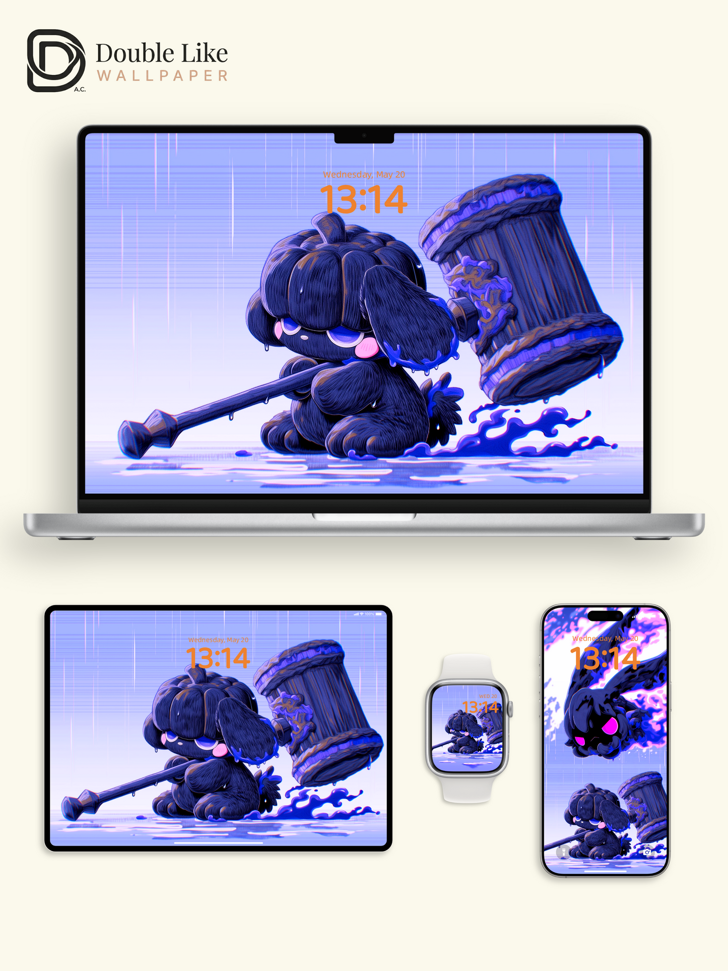 Cute Dark Pumpkin Pup Hammer Ghost Glow Aesthetic Wallpaper Pack [#HW1509]