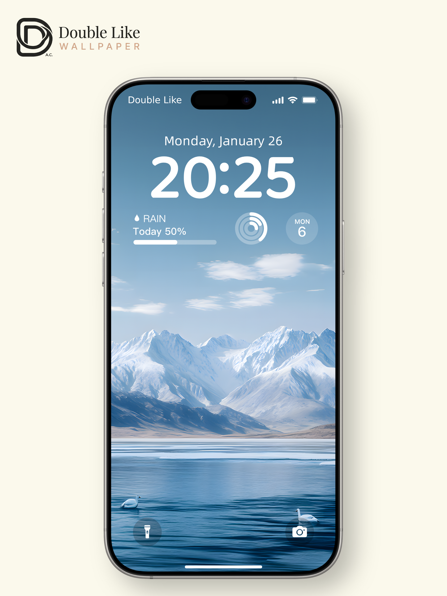 Snow Mountain Lake Swan Calming Nature Full Wallpaper Set [#ZMY018]