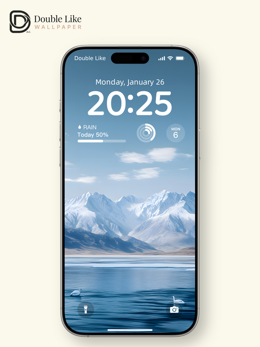 Snow Mountain Lake Swan Calming Nature Full Wallpaper Set [#ZMY018]