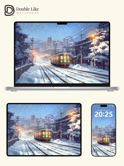 Winter Snow Train Japanese Anime Cozy Aesthetic Wallpaper Pack [#WGF075]