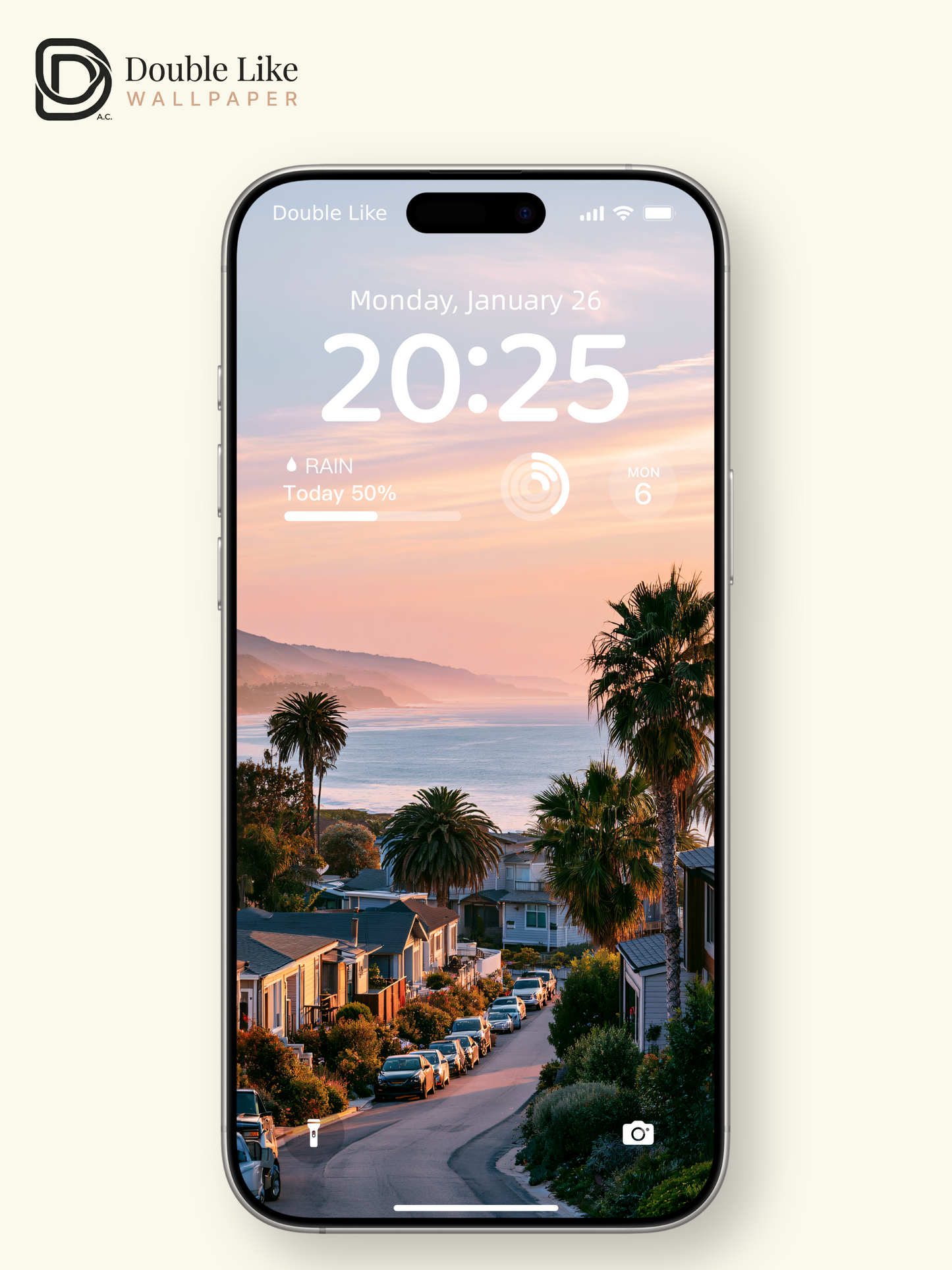 Coastal Town Sunset Golden Hour Palm Tree Aesthetic Landscape Wallpaper Pack [#JJ1357]