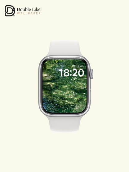 Anime Aesthetic Emerald River Water Ripples & Flowers Wallpaper Pack [#JJ1382]