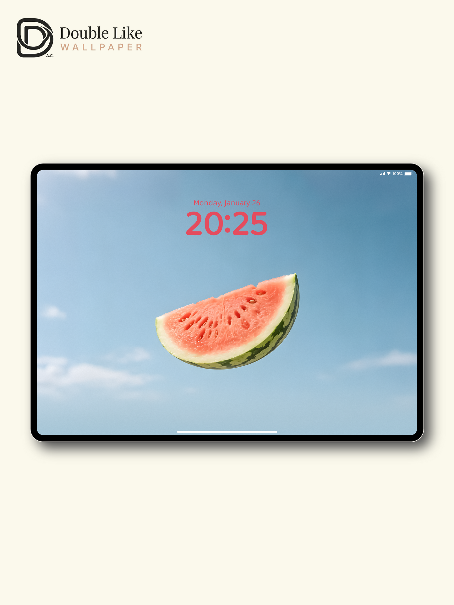 Floating Fresh Watermelon Slice Blue Sky Minimalist Aesthetic Wallpaper Pack [#ZMY512]