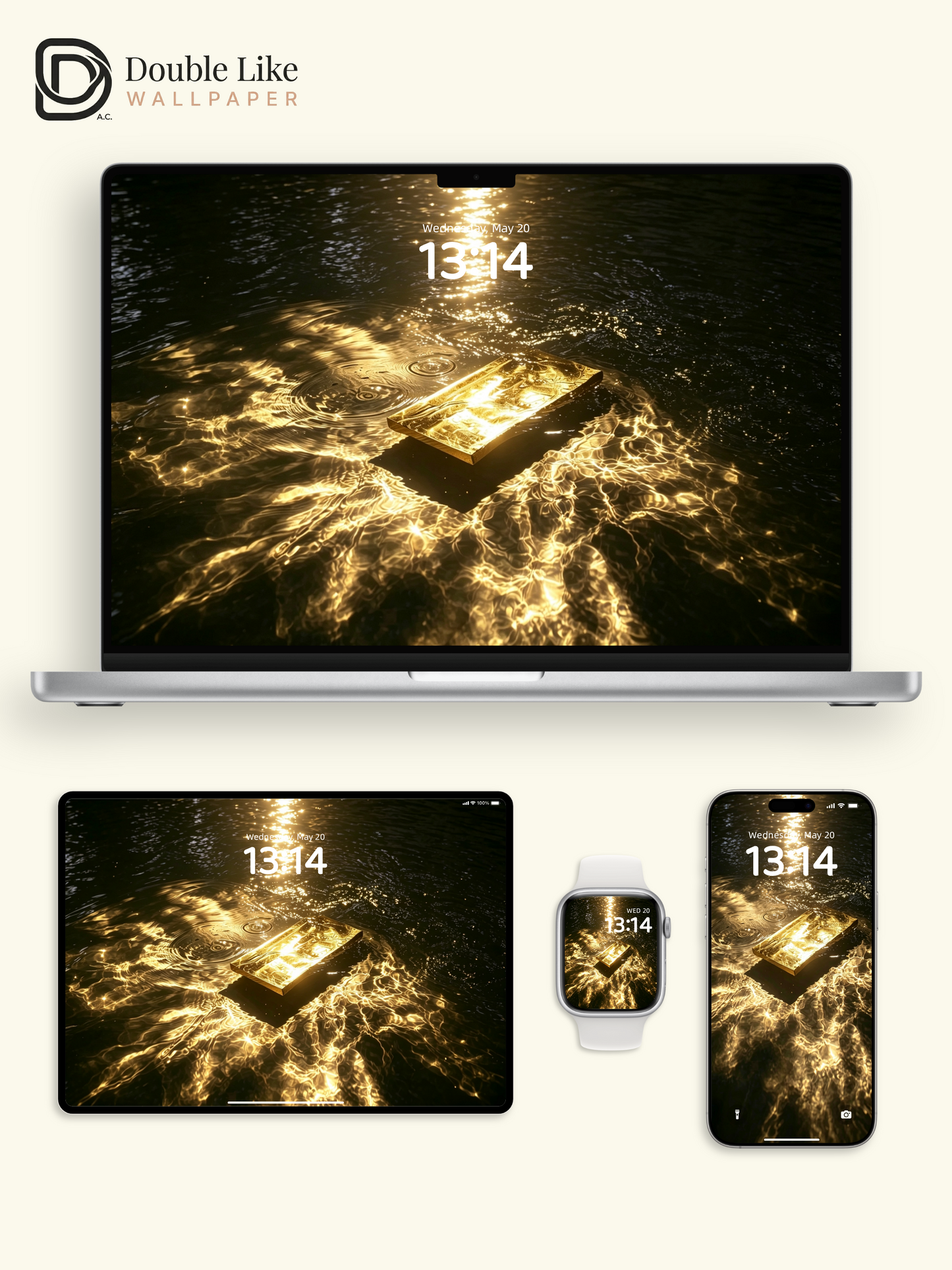 Water Ripple Gold Bar Money Magnet Talisman Wallpaper [#HWWx035]