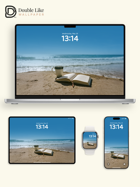 Minimalist Beach Ocean View Coffee Book Sunny Aesthetic Wallpaper Pack [#ZMY388]