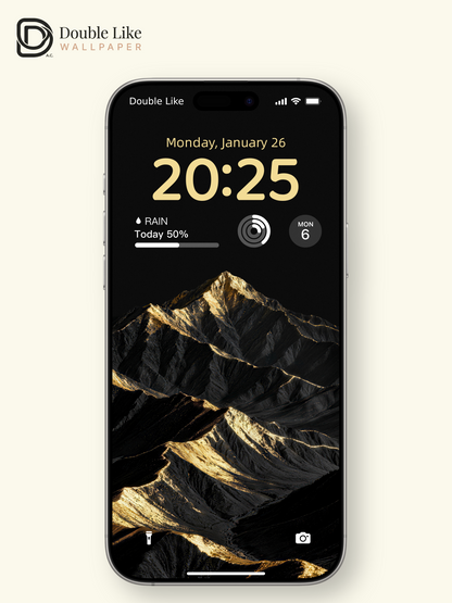 Black Gold Sunlit Lone Mountain Minimalist Vibe Wallpaper Pack [#LFHL30318]