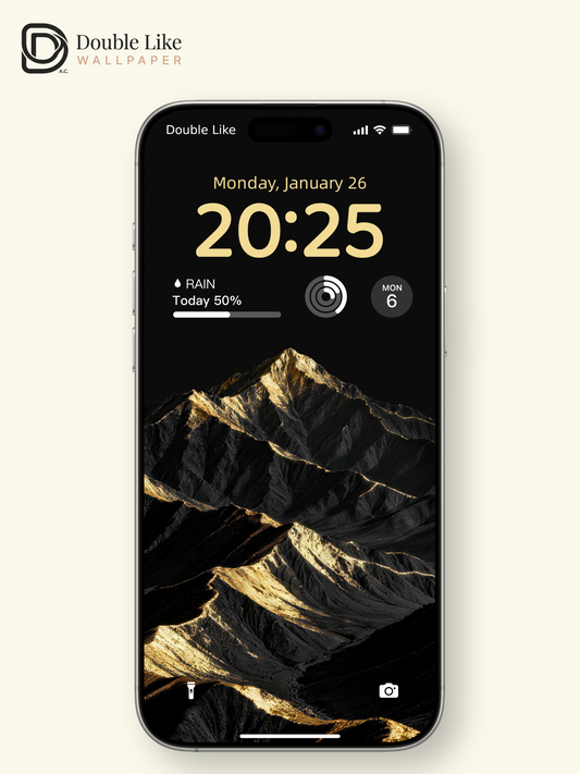 Black Gold Sunlit Lone Mountain Minimalist Vibe Wallpaper Pack [#LFHL30318]