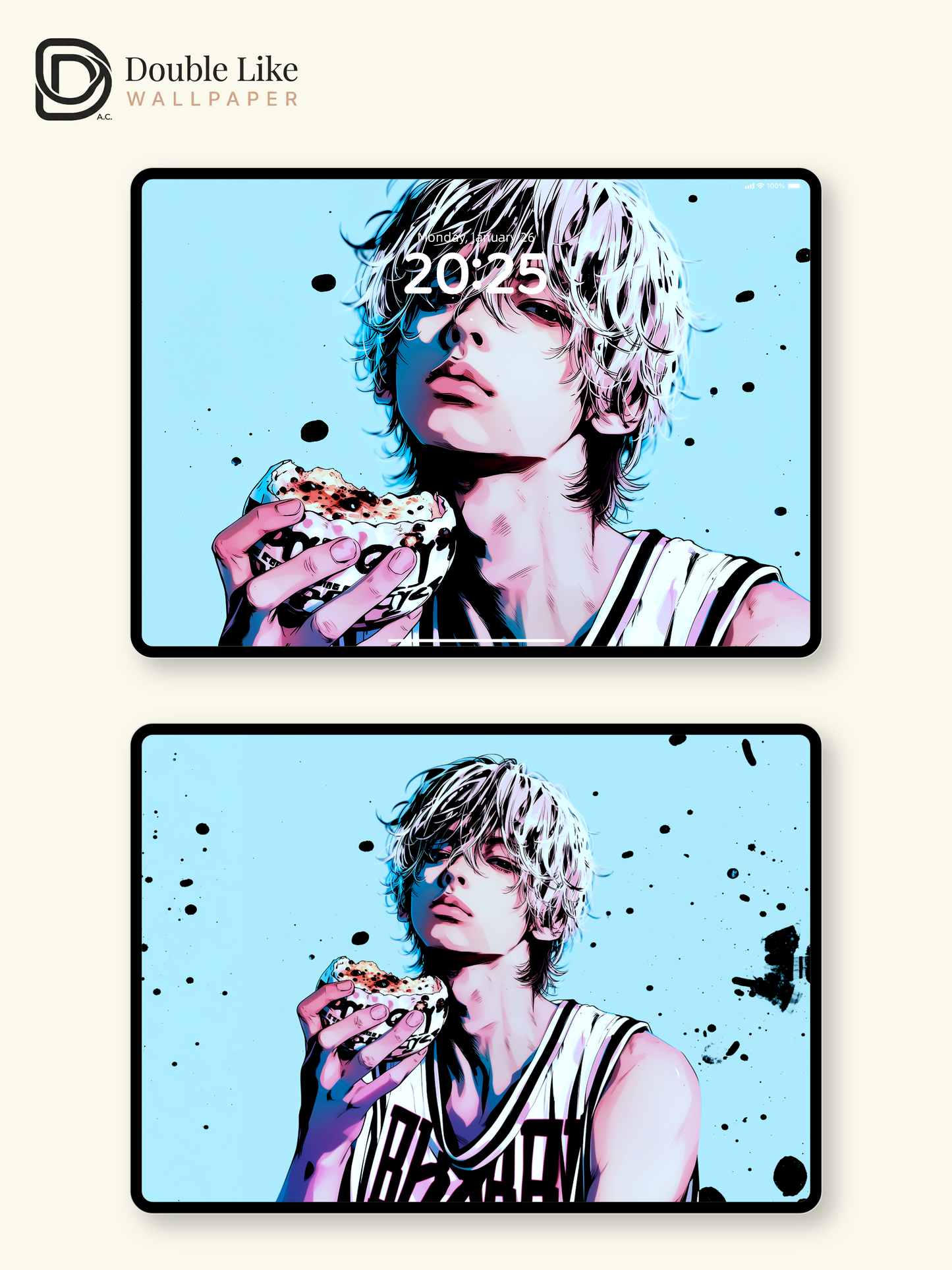 Anime White Hair Boy Cyan Streetwear Aesthetic Wallpaper Pack [#HW1486]