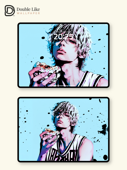 Anime White Hair Boy Cyan Streetwear Aesthetic Wallpaper Pack [#HW1486]