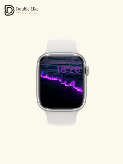 Bioluminescent Purple Ocean Wave Glowing Shoreline Aesthetic Wallpaper Pack [#ZMY055]