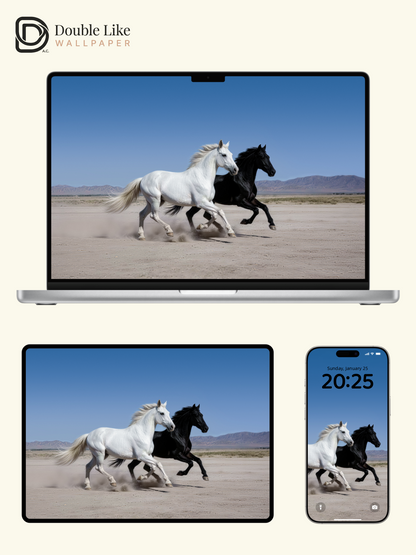 Black & White Wild Horses Inspirational Live Wallpaper Bundle [#LFHL30103]