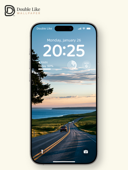Scenic Coastal Road Trip Golden Hour Aesthetic Wallpaper Pack [#JJ1366]