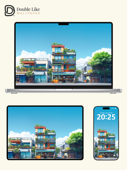 Summer Sunny Blue Sky Japanese House Anime Aesthetic Wallpaper Pack [#WGF089]