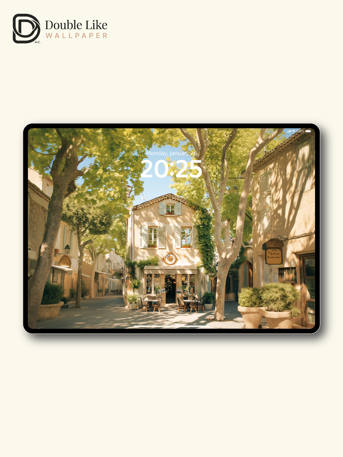 European Sunlit Village Street Cozy Cafe Photography Wallpaper Pack [#JJ1208]