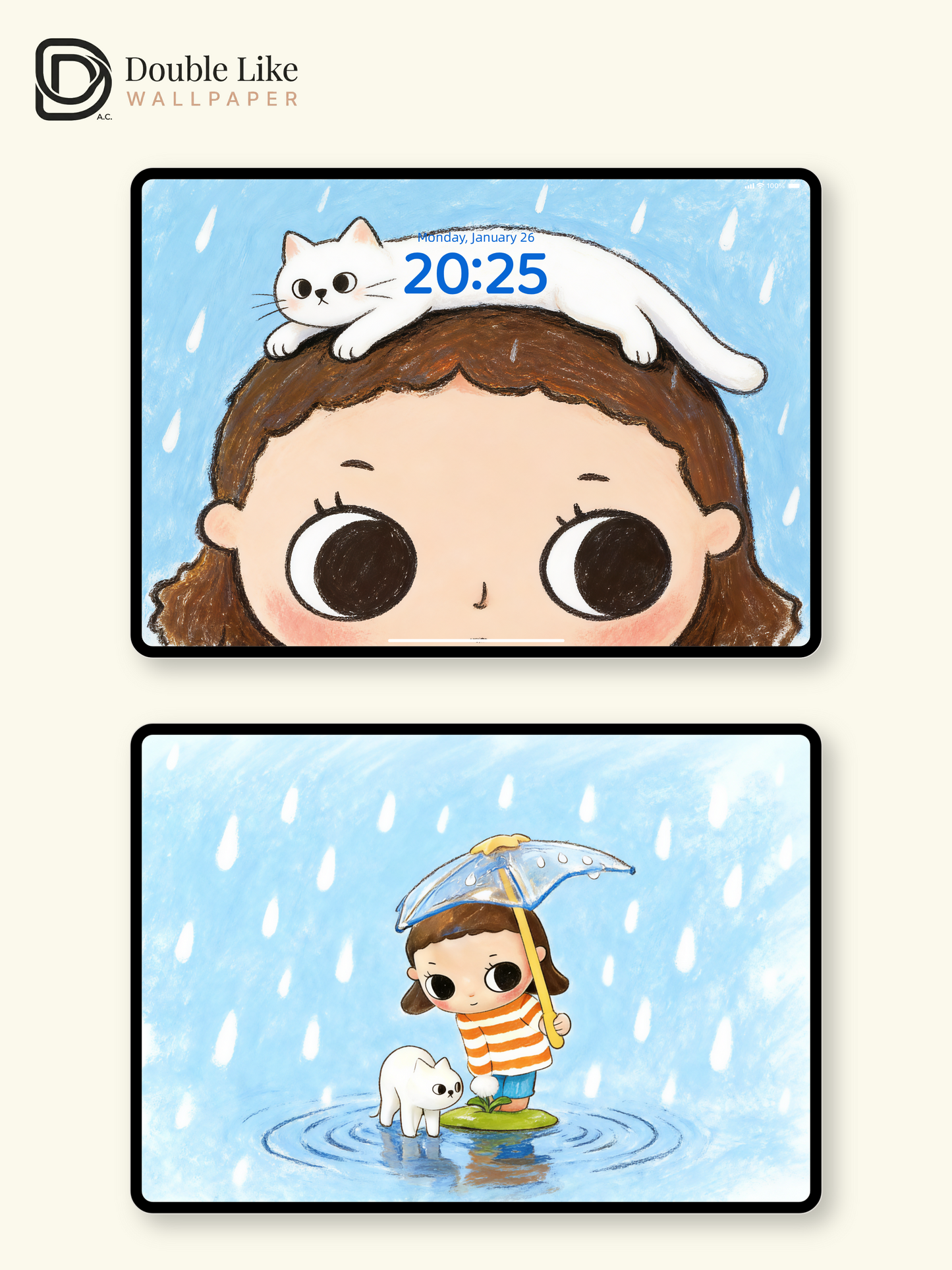 Rainy Day Little World My Cat Stays With Me Wallpaper Pack [#JJ398]
